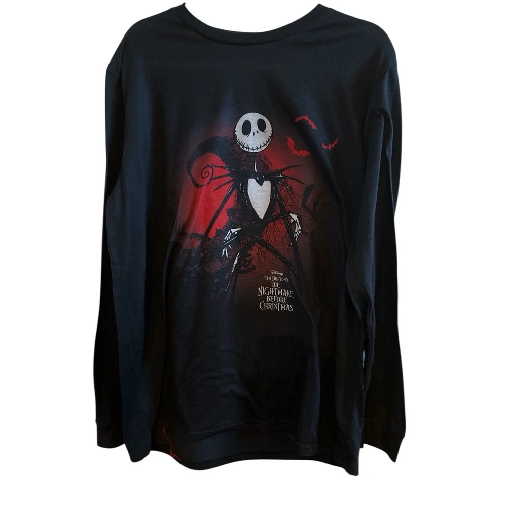 Disney Retro Night Before Christmas Men's Large Black Long Graphic T Shirt‎